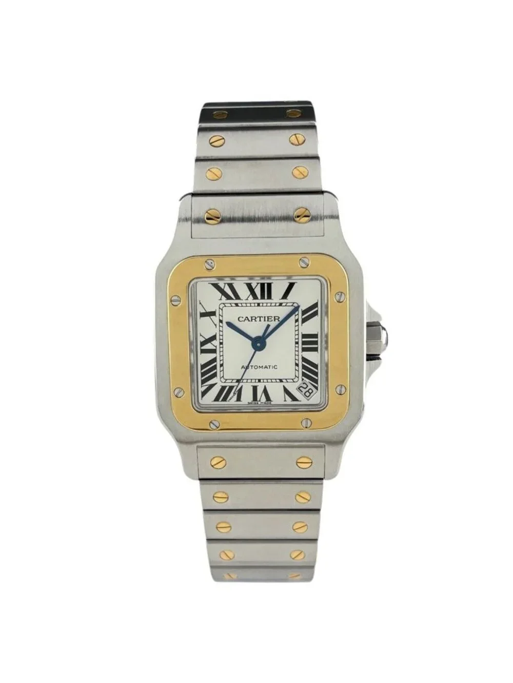 Cartier Santos Galbe XL Watch SS YG Automatic Winding Silver